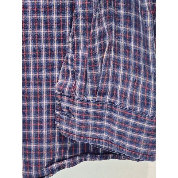 L.L.Bean Mens Plaid Long Sleeve Button-Down Shirt L 100% Cotton Blue/Red - Picture 9 of 12